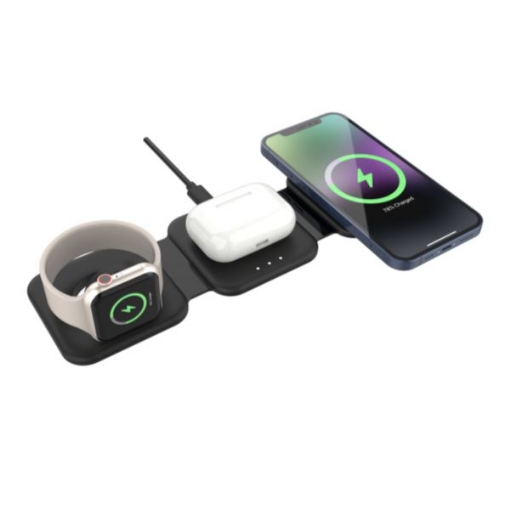 Picture of iOsuite 3-in-1 Fold Magnetic Wireless Charge with 1 USB-C input - Black - GW35