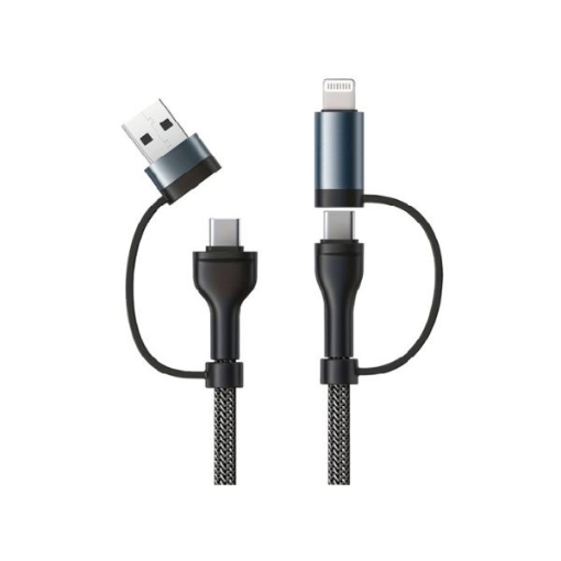 Picture of iOsuite Aluminium Alloy 4 in 1 USB-A + USB-C to USB-C + Lightning 1.2M Black